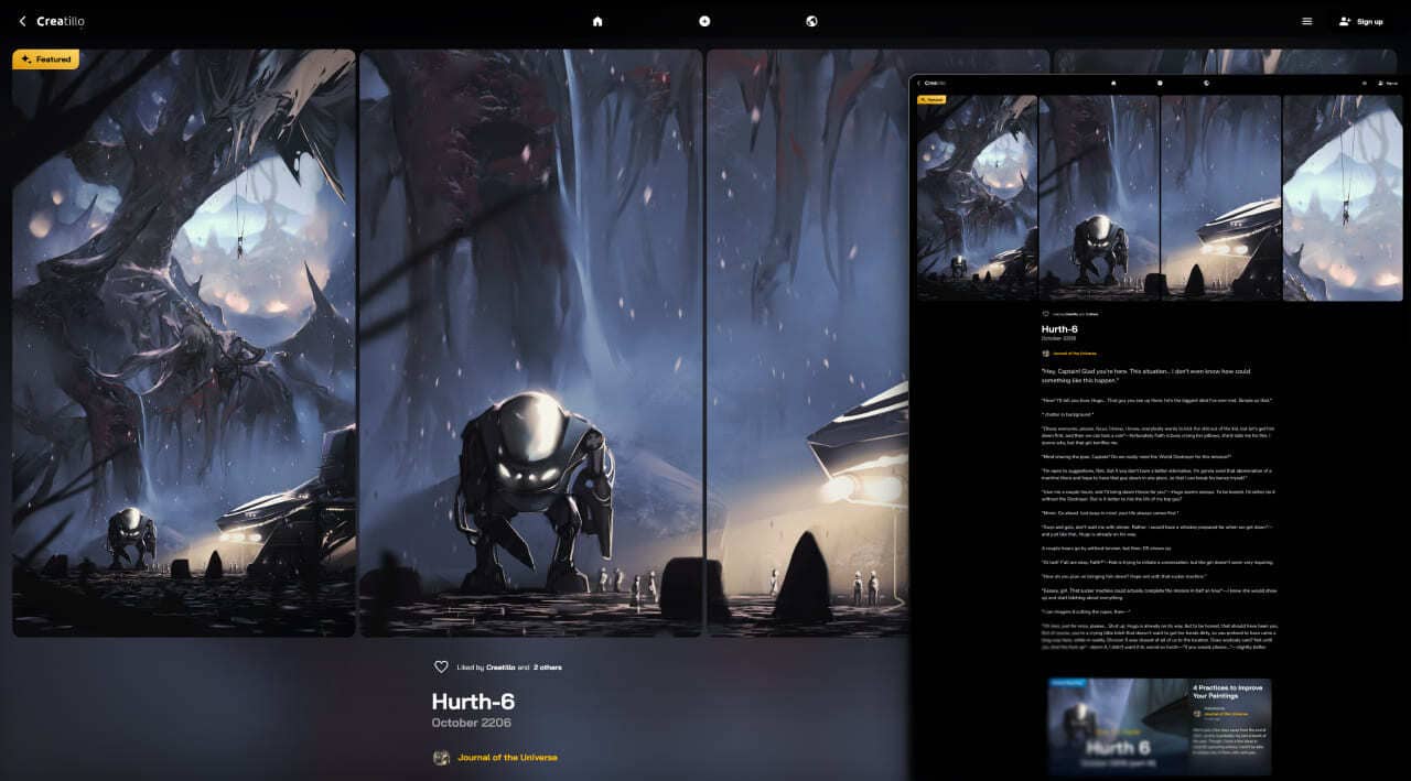Artwork page on Creatillo