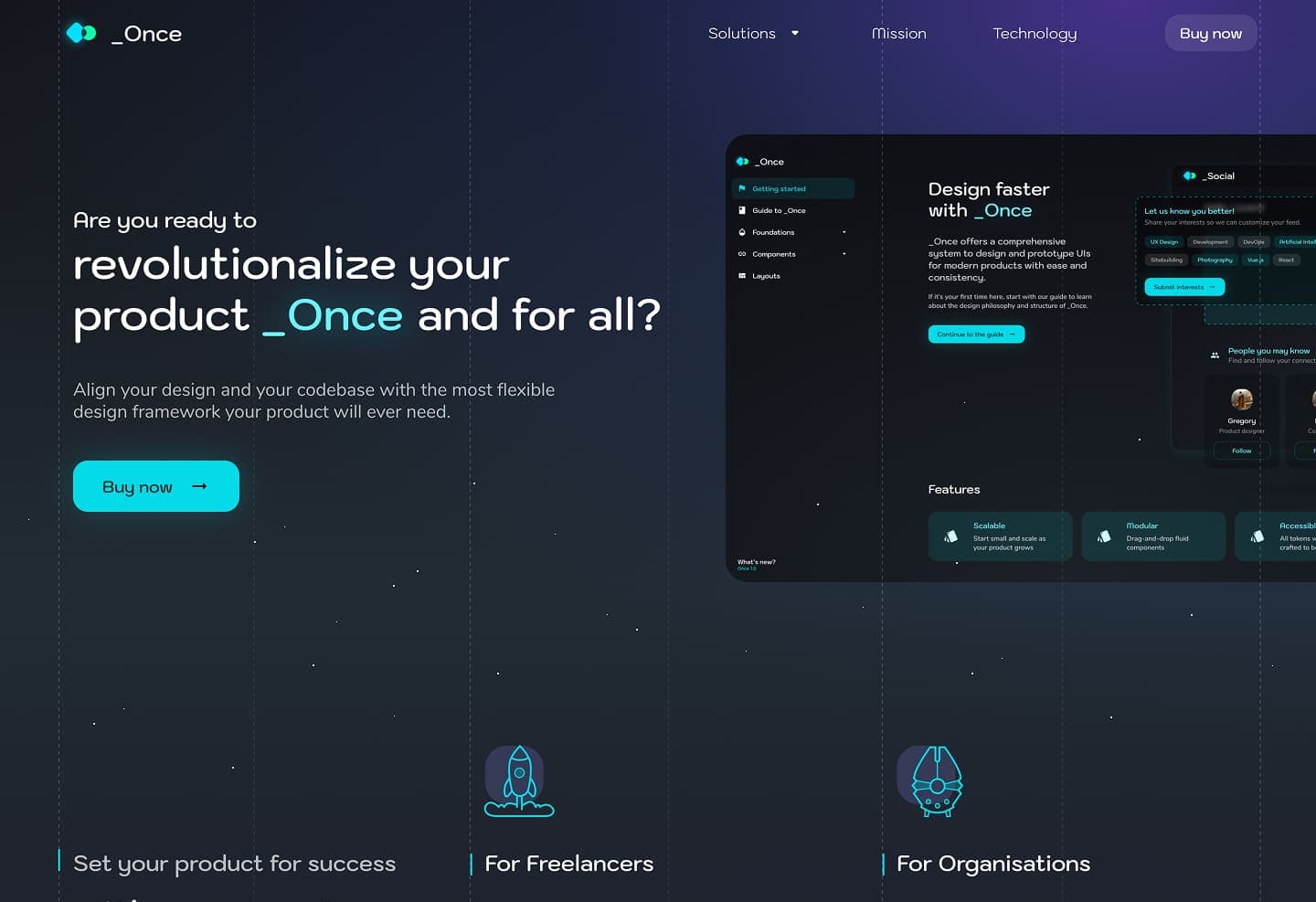 Old screenshot of the Once UI landing page