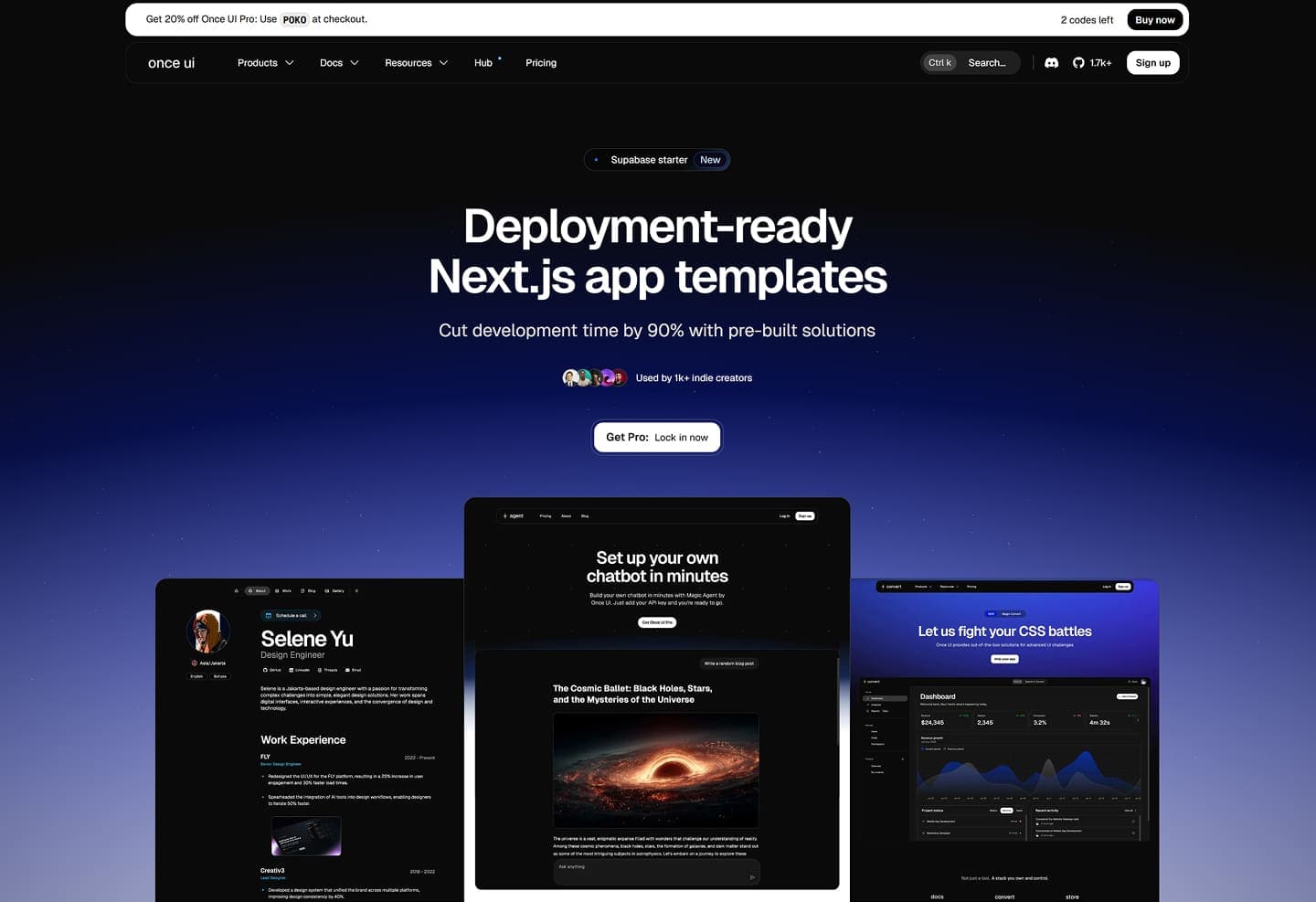 Recent screenshot of the Once UI landing page